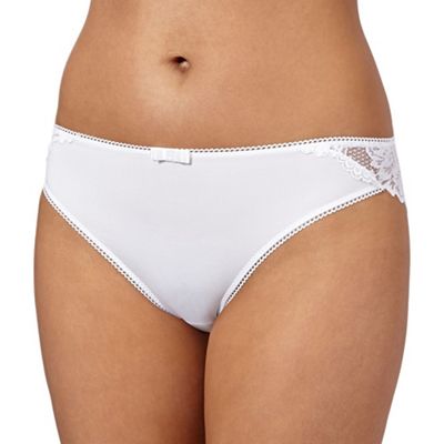 White lace and microfibre high leg briefs